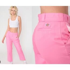 Dickies Womens Pink Wide Leg Work Pants 28x31 High Rise Straight Leg